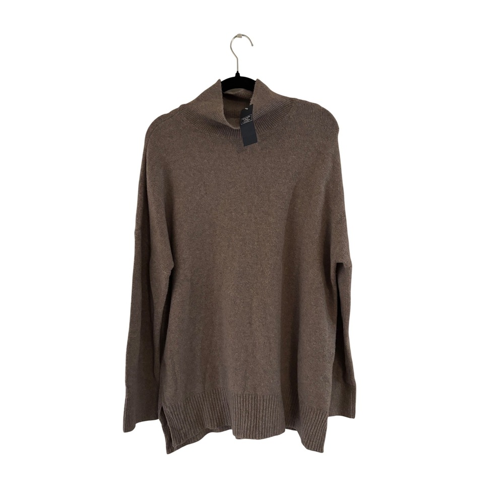 NWT Abercrombie & Fitch Womens Mock Neck Oversized Sweater Taupe Brown Medium
